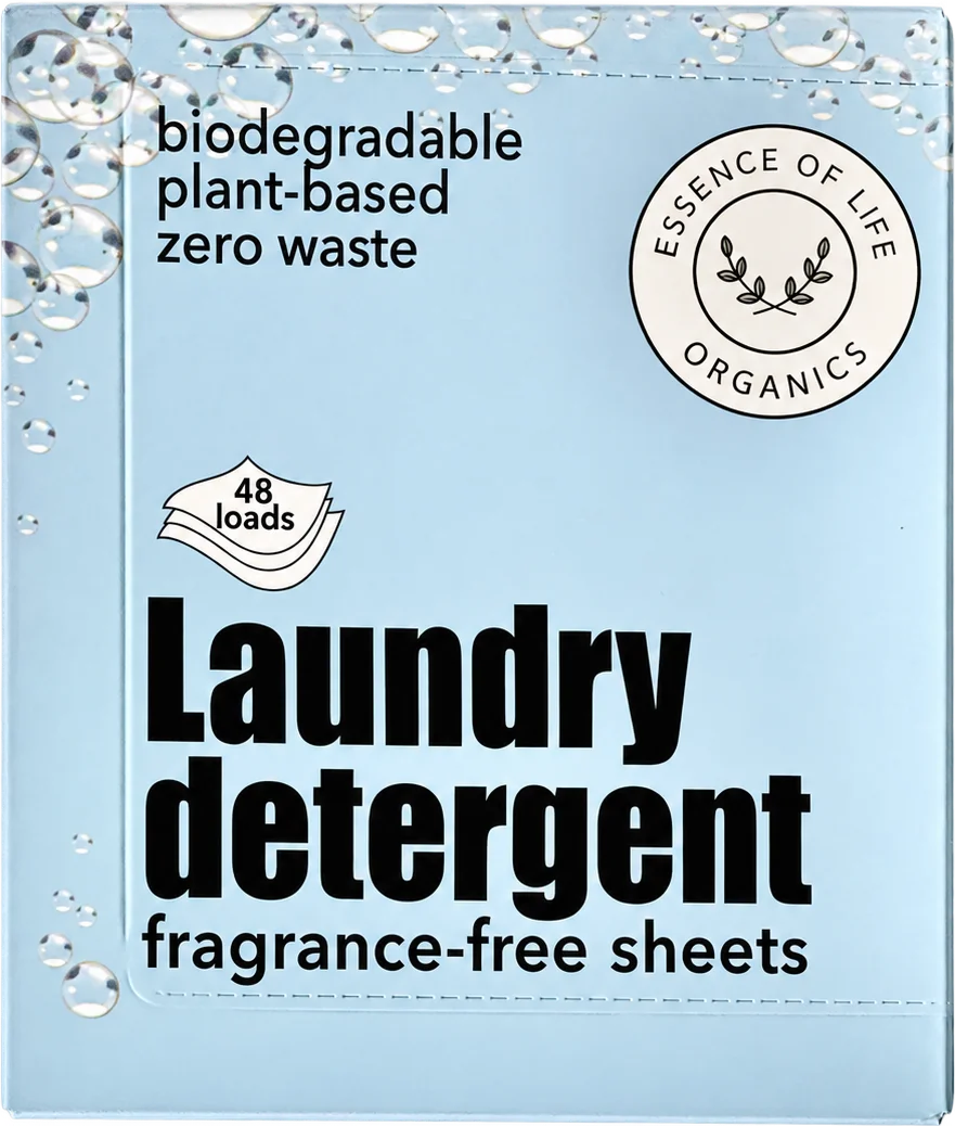 Package of fragrance-free laundry detergent sheets